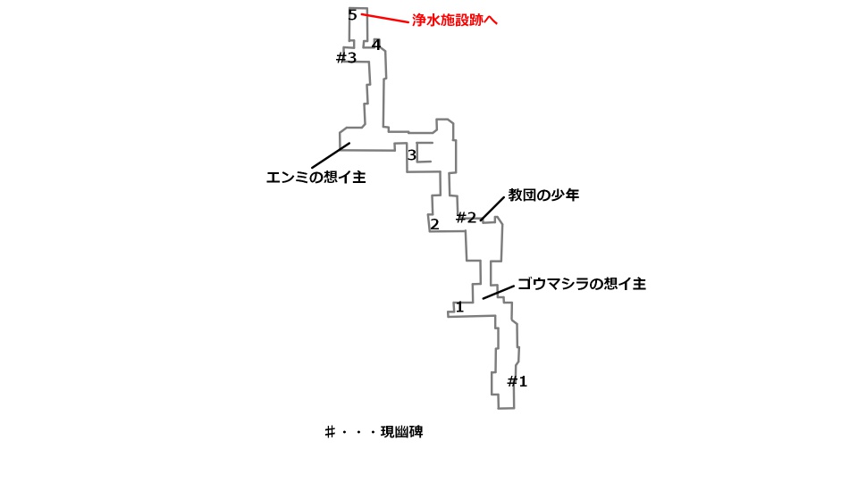 棄てられた街の宝箱とボスのマップ