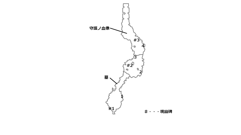バダダ荒野の宝箱とボスの場所を記したマップ