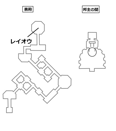 レイオウのいる場所と目的地を記したマップ