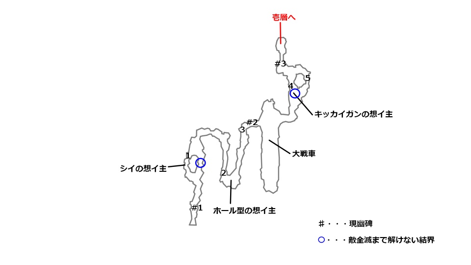 ナタイアの谷の宝箱とボスの場所を記したマップ
