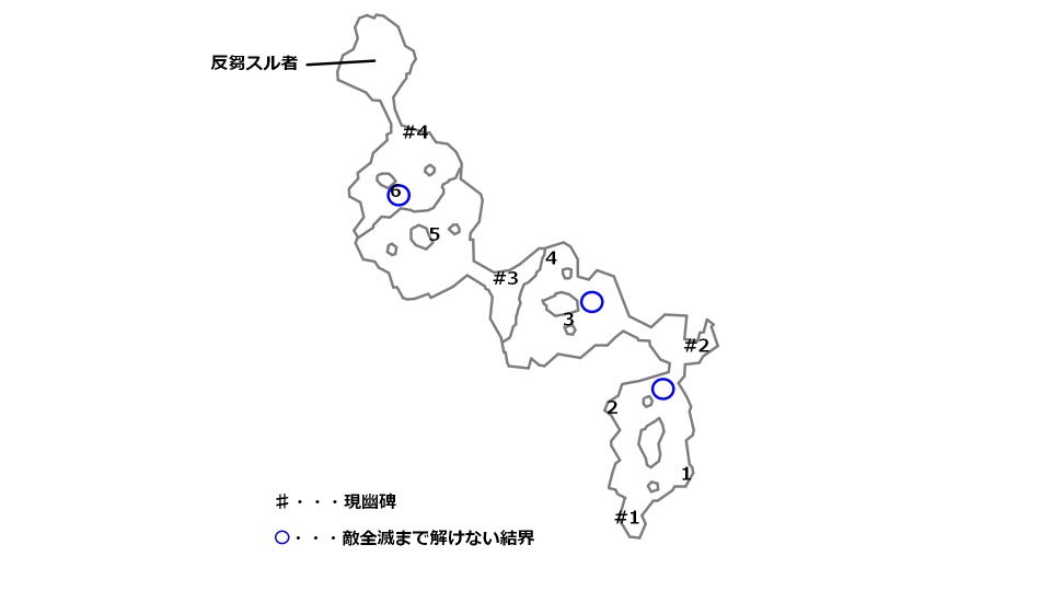 オベ平原の宝箱とボスの場所を記したマップ
